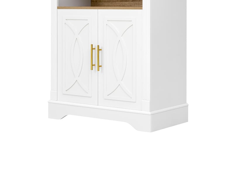  Buffet haut 2 portes 3 niches avec led blanc 76.2x40.1x180 cm  - Conforama E