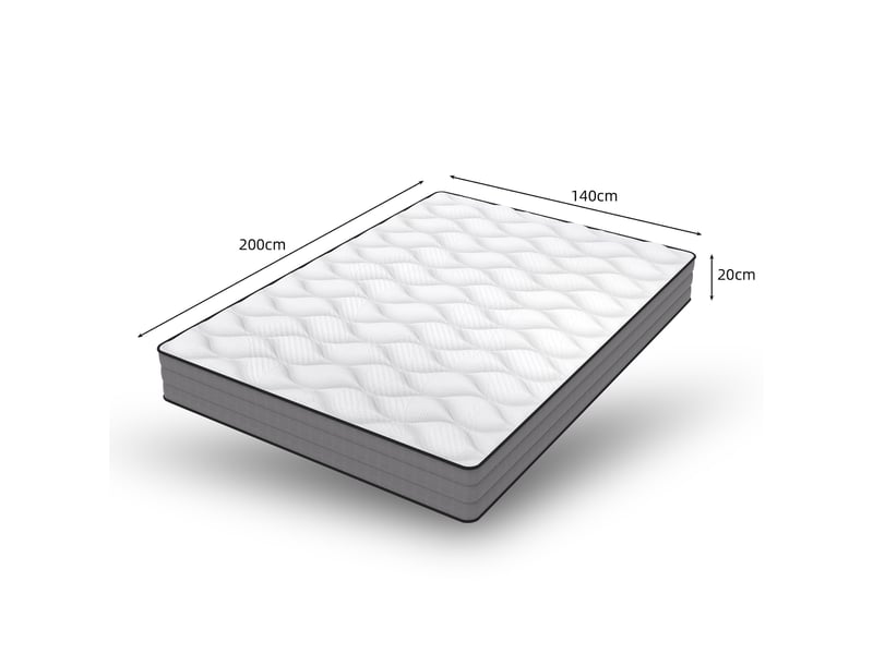  Matelas à ressorts ensachés 140 × 200 cm 7 zones avec mousse à mémoire, 1000 ressorts, blanc et gris  - Conforama D