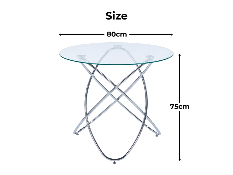  Table de salle à manger ronde,80x80x75 cm,verre trempé,chromé  - Conforama C