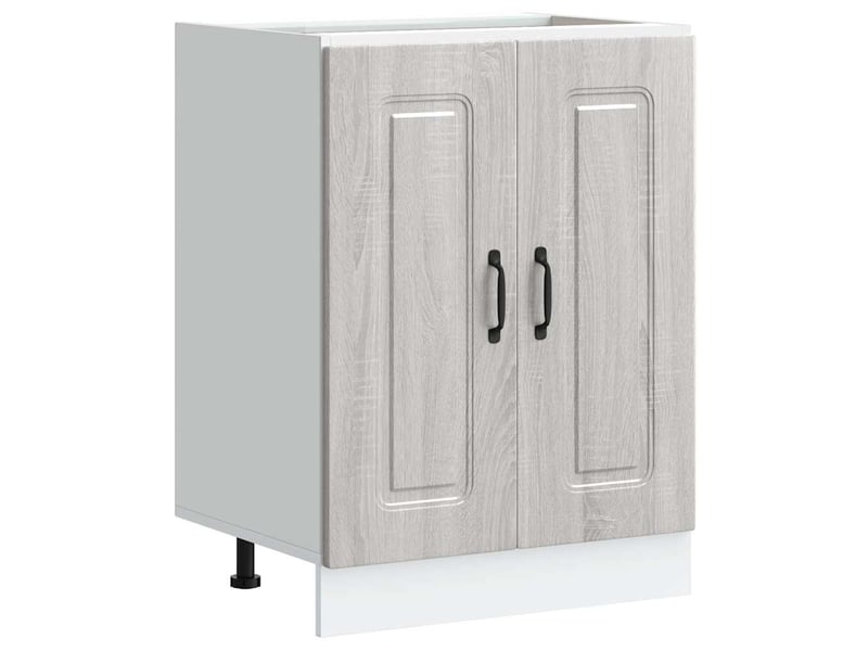  Meuble de cuisine, meuble bas pour évier kalmar sonoma gris bois d'ingénierie  - Conforama A