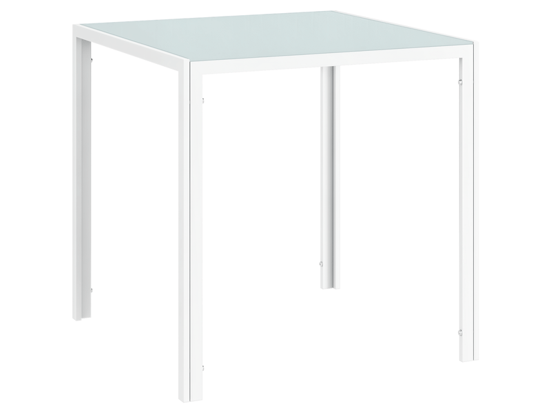  Table carrée pour 4 personnes, plateau en verre trempé, pour cuisine et salle à manger, 75 x 75 x 75 cm, blanche  - Conforama A
