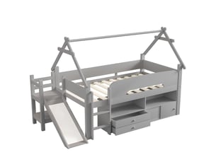 Lit avec rangement 90x200 cm ELVMI coloris gris