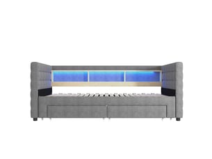 Lit banquette 90x190 cm <strong>ZOVIRA</strong> <strong></strong> coloris gris