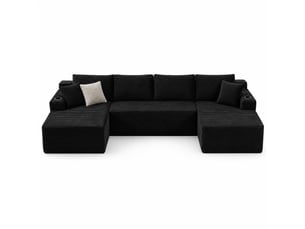 Canapé modulaire en u 339x168x82cm design minimaliste sans montage, matériau corduroy ,couleur noir, assise profonde et confort durable