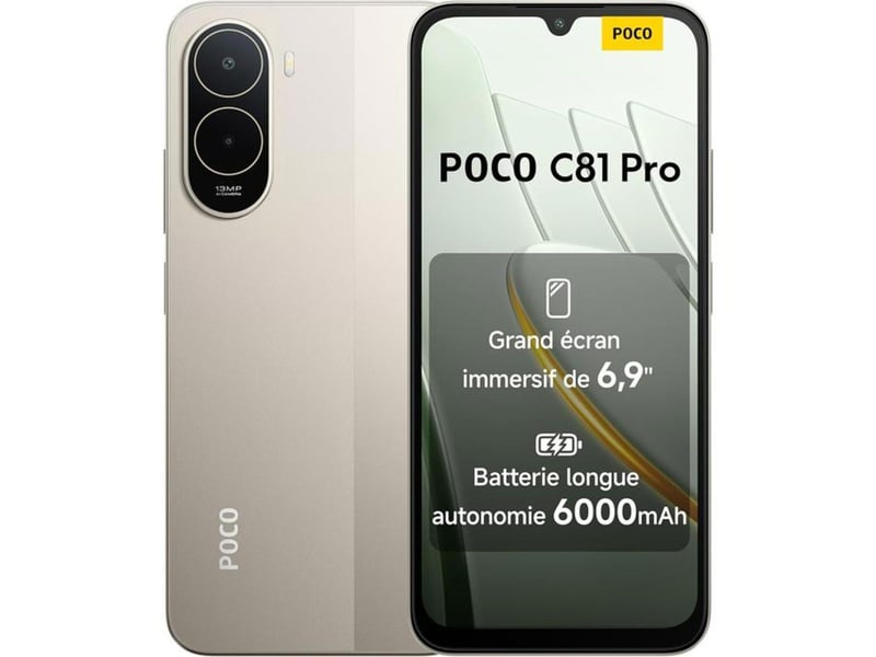  Smartphone poco c81 pro 4g 6,74 amoled 120 hz 4 go 128 go 6000 mah  - Conforama A