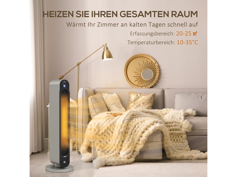 Chauffage électrique, 3 modes, minuterie 12 heures, affichage led, fonction pivotante  - Conforama D