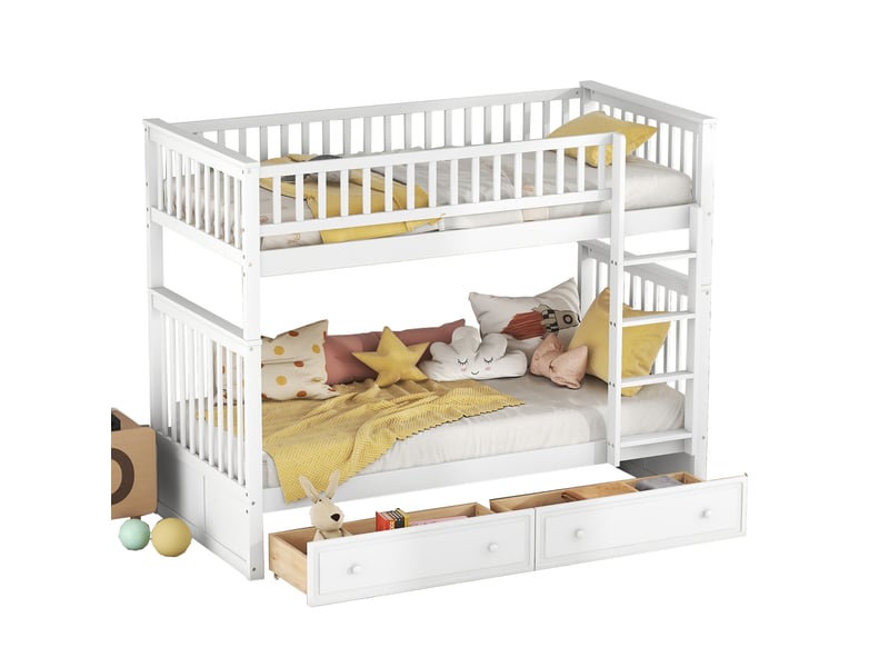  Modenvie lit superposé convertible 90x200 cm - avec 2 tiroirs, transformable en 2 lits - pour chambre d'enfant - blanc  - Conforama A