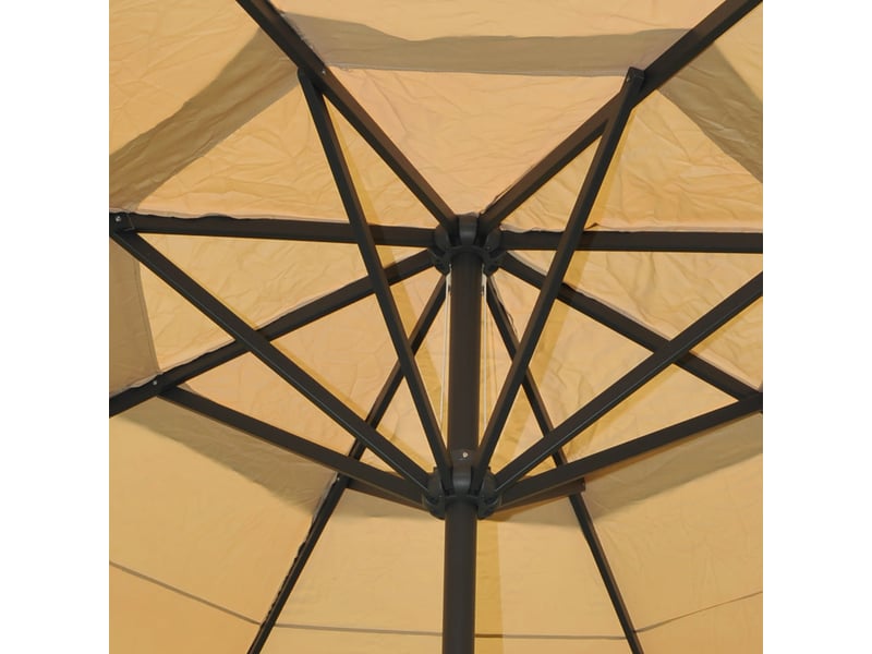 Parasol de jardin diamètre 5 m avec manivelle et pied en croix polyester crème et aluminiun 04_0011459 - Conforama B