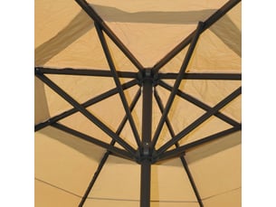 Parasol de jardin diamètre 5 m avec manivelle et pied en croix polyester crème et aluminiun 04_0011459