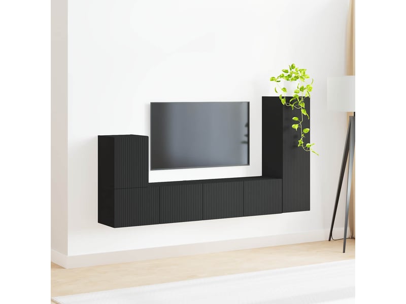  Ensemble meuble tv - banc tv - meuble de rangement 3 pcs noir bois d'ingénierie  - Conforama D