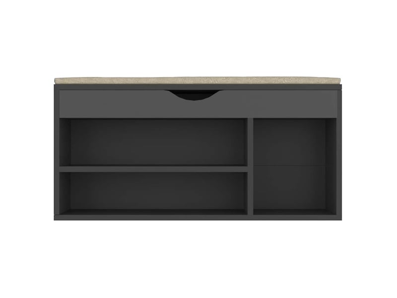  Banc à chaussures, meuble à chaussures et coussin gris 104x30x49cm bois d'ingénierie  - Conforama E