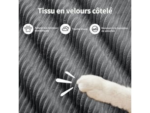 Canapé 4 places - sans montage - velours côtelé - modulaire - gris - canapé compresse