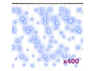 Rideau lumineux à glaçons led 10m 400 led bleu 8 fonctions cf43934