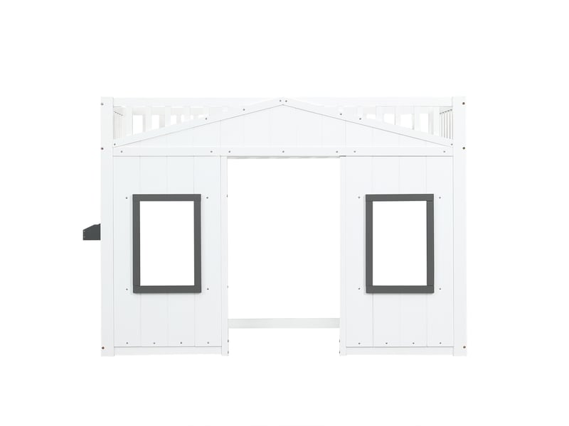  Lit superposé blanc avec rangement et escalier, 90x200 cm  - Conforama R