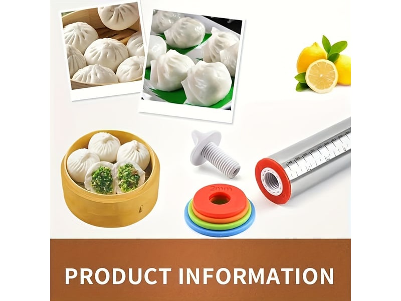 Rouleau à pâtisserie antiadhésif ajustable en acier inoxydable avec anneaux amovibles l44cm - Conforama D