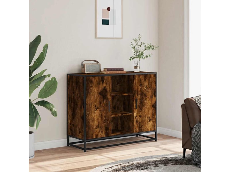  Buffet - bahut - meuble de rangement chêne fumé 92x35x76 cm bois d'ingénierie  - Conforama C