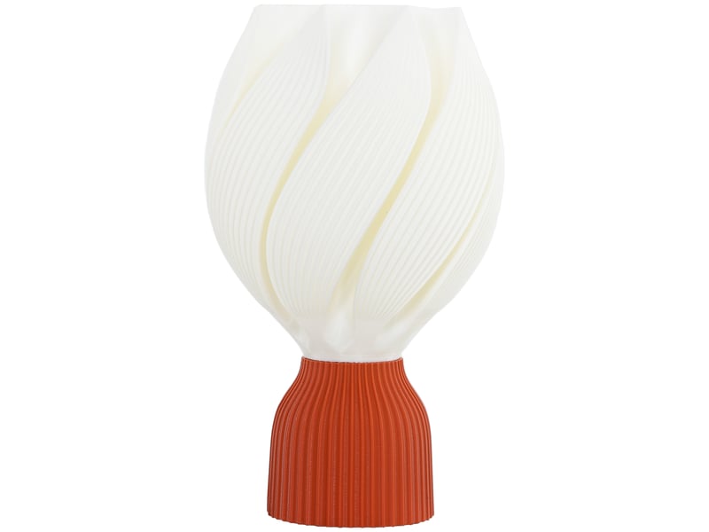  Lampe de table led 3d à motif pétale, lumière chaude pour table de chevet et bureau, ø 16,5 x 28 cm, blanc et terracotta  - Conforama A