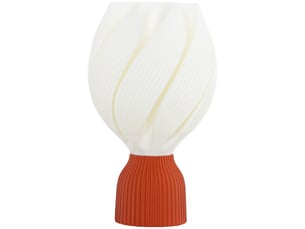 Lampe de table led 3d à motif pétale, lumière chaude pour table de chevet et bureau, ø 16,5 x 28 cm, blanc et terracotta