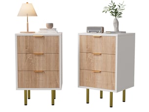 Table de chevet lot de 2, table de nuit avec 3 tiroirs, table d'appoint moderne pour salon chambre, 40 x 40 x 65 cm, bicolore