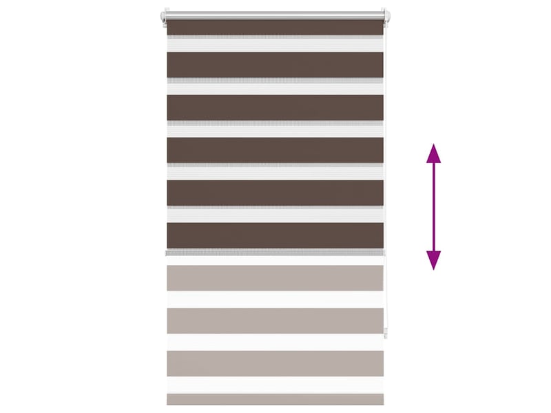 Store vénitien zebra, store de fenêtre 70,9 x 120 cm, largeur du tissu 66,7 cm, couleur café cf48208 - Conforama E