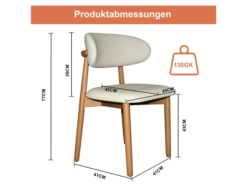 Chaise de salle à manger en bois massif naturel ergonomique dossier courbé pieds bois antidérapants lot de 2 - Conforama C