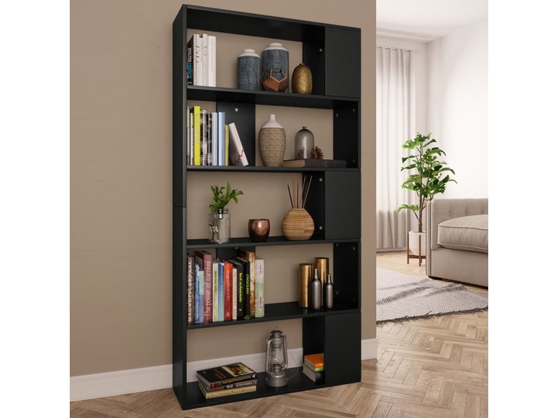  Bibliothèque de bureau séparateur de pièce noir bois d’ingénierie  - Conforama B