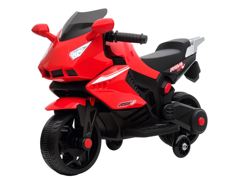  Moto électrique pour enfants, klaxon, phare, fonction musicale, 2,5 kmh, rouge  - Conforama B