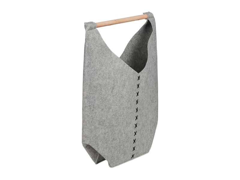  Panier à linge décoratif pliable facilement transportable 68 x 62 x 34,5 cm en feutre gris 13_0014002  - Conforama A