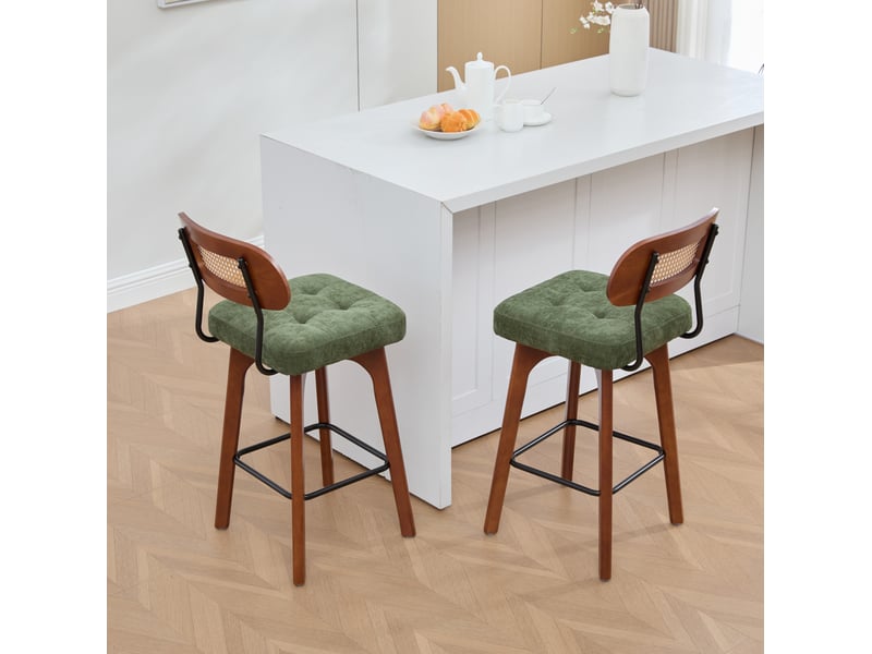  Lot de 2 tabourets de bar pivotants 360° 44x51x96 cm – vert – hauteur réglable et assise en chenille  - Conforama E