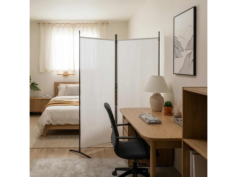  Paravent | cloison de séparation 2 panneaux blanc 175x180 cm tissu  - Conforama B