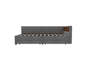 Lit banquette 90x200 cm <strong>ZOVIRA</strong>  <strong></strong> coloris gris