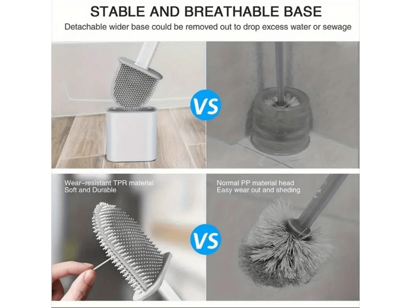 Ensemble de 2 brosses de toilette et support de salle de bain, brosse de toilette flexible en tpr, sur pied et murale sans trous, (noir + blanc) - Conforama B