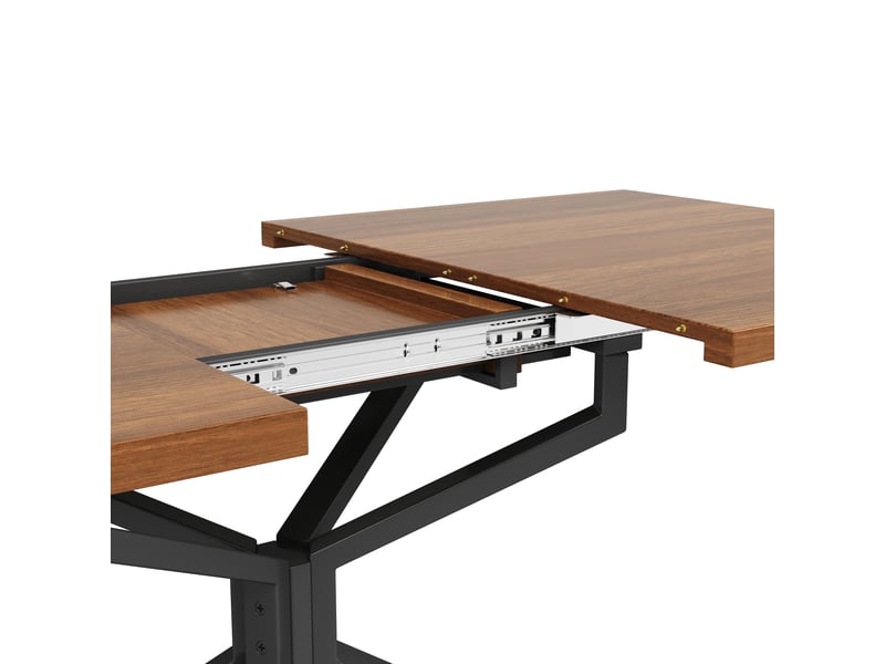 Table à manger extensible, 120 à 160 cm, rectangulaire, mdf et métal, marron, piètement en métal stable  - Conforama E