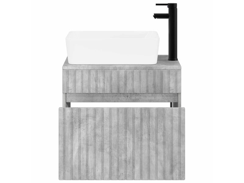  Ensemble de mobilier de salle de bain gris béton cf64680  - Conforama C