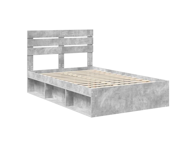 Lit double- lit adulte -  cadre de lit avec tête de lit béton 120 x 190 cm pin massif  - Conforama C