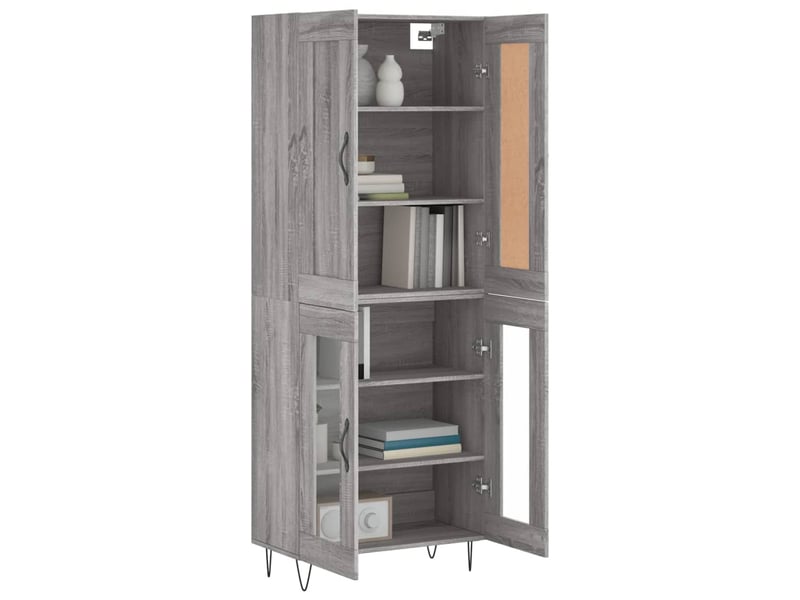 Buffet haut - bahut - meuble de rangement sonoma gris 69,5x34x180 cm bois d'ingénierie  - Conforama C
