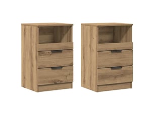 Bedside table de chevet - table 2 pc chêne artisanal medium engineered wood