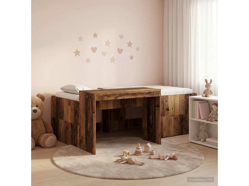  Lit haut pour enfants - lit jeune avec bureau bois ancien 80 x 200 cm  - Conforama B
