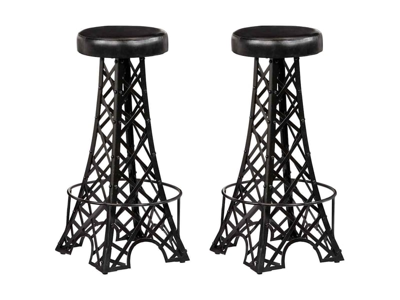  Lot de 2 tabouret de bar, chaise de bar cuir véritable shl51038  - Conforama B