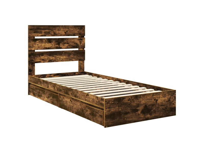  Lit simple- lit adulte -  lit de rangement chêne fumé 70 x 190 cm bois d'ingénierie  - Conforama C