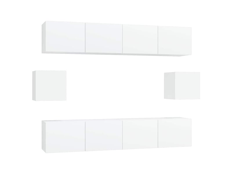  Ensemble de meubles tv - banc tv - meuble de rangement 6 pcs blanc bois d'ingénierie  - Conforama A