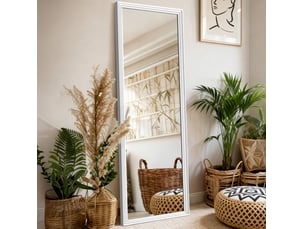 Miroir sur pied 160x50 cm support réglable bois métal blanc