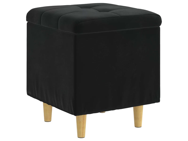  Ottoman, repose pied salon avec rangement noir 40x40x45 cm velours  - Conforama A