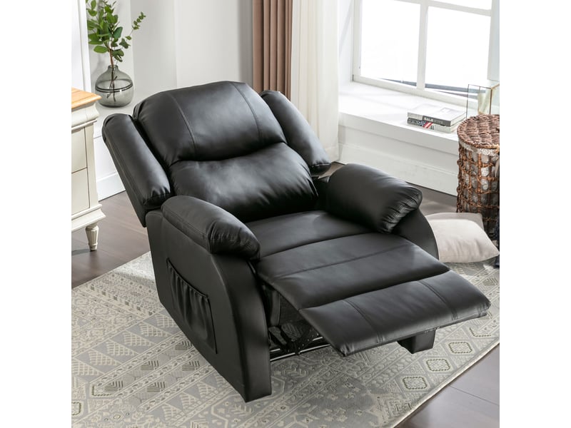Fauteuil inclinable - fauteuil individuel - fauteuils tv, chaises longues extensibles - poches latérales - en similicuir - noir - Conforama D