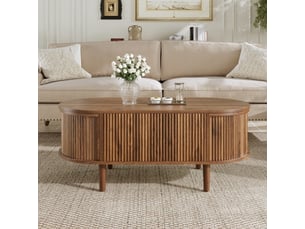 Table basse réglable avec rangements - vintage, pieds en bois massif - salon multifonctionnel