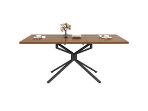 Table à manger extensible, 120 à 160 cm, rectangulaire, mdf et métal, marron, piètement en métal stable