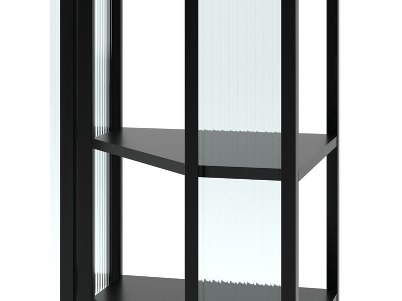  Armoire murale noire en métal et verre trempé, 4 niveaux de rangement, 56 x 40 x 105 cm pour salle de bains  - Conforama D