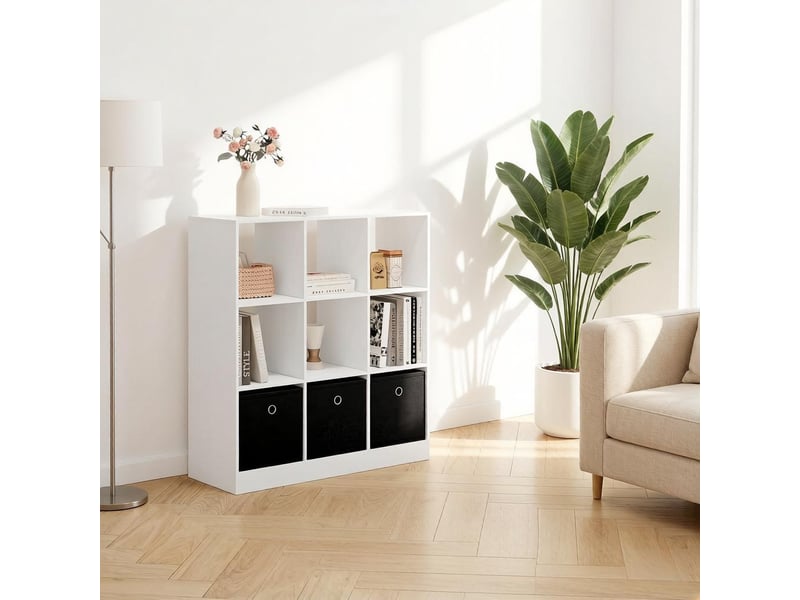 Bibliothèque cube spacieuse, étagère rangement sur pied, meuble salon et cuisine polyvalent - Conforama D