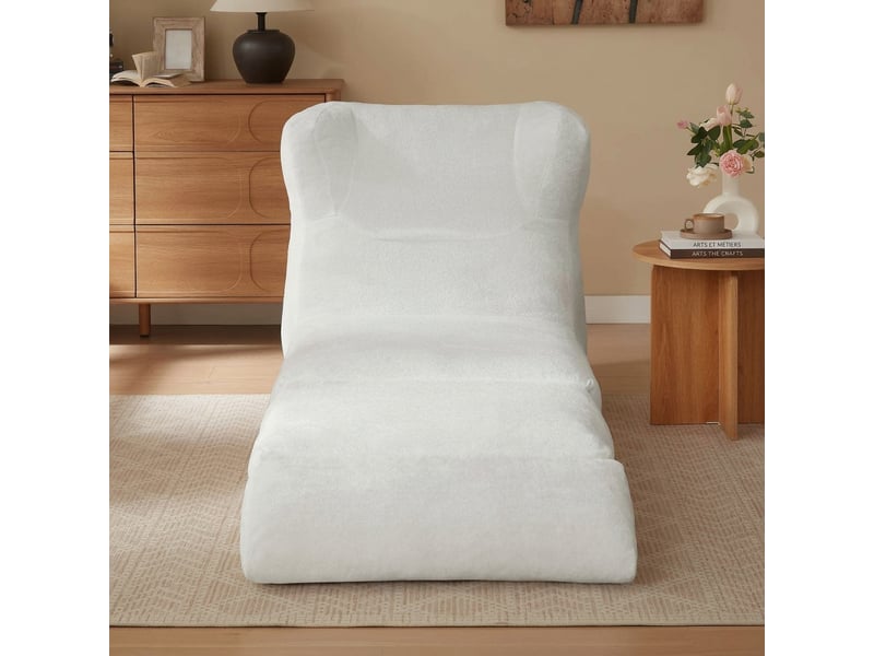  Canapé sans armature blanc convertible en chaise longue fauteuil paresseux  - Conforama C