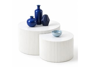 Table basse forme atypique coloris blanc <strong>FLORAGRACE</strong> <strong></strong> - 80 cmx60 cm